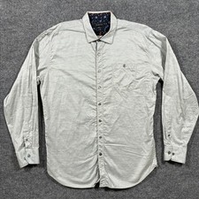 Bugatchi Classic Fit Mens Button Front Shirt XL Gray Long Sleeve Luxury Casual