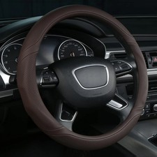 Alemodr Brown Leather Steering Wheel Cover Universal 15 Inch Alemodr Brown Leather Steering Wheel Cover Universal 15 Inch