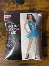 Blue Sequin Petticoat Dress Adult S/M Novelty Halloween Costume Show