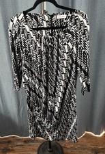 Calvin Klein Women's Black White Polyester Blend Knee Length Dress Size ?M B0010