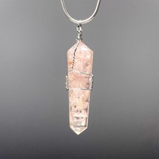 Rose Quartz in Orgonite Wire Wrapped Pendant Necklace