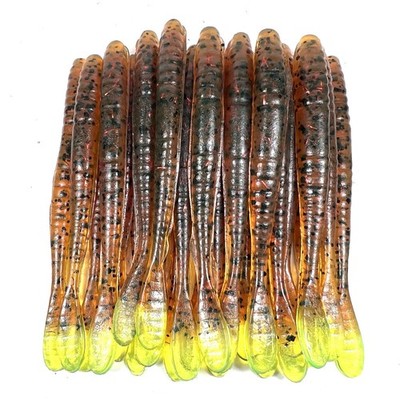25 Hand Poured 4  Fat Mini Plastic Worms.  Root Beer Oil Ch .