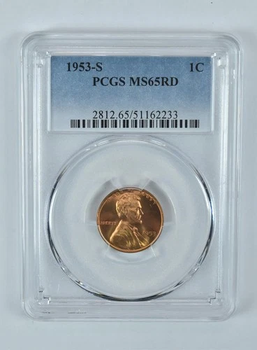 1953-S Lincoln Wheat Cent MS65 RD PCGS Blue Label