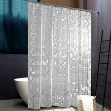 NTBAY EVA Semi-Transparent Clear Shower Curtain with Geometric, Water-Repelle...