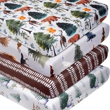 Fitted Baby Crib Sheets Set of 4, Unisex Crib Sheets for Boys Girls, Soft Neu...