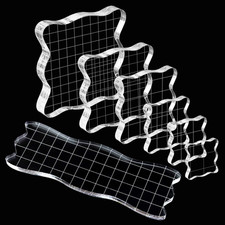 7 Pieces Stamp Blocks Acrylic Clear Stamping Blocks Tools with Grid Lines for Sc