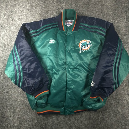 Vintage 90s Starter Pro Line Miami Dolphins NFL Puffer Jacket Mens XL Big Logo