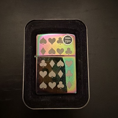 Zippo Card Suits Chameleon Color Pocket Lighter #20406 UnFired Cards OG Tin New!