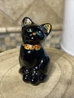 Fenton Glass Black Cat Halloween Hand Painted Collectible