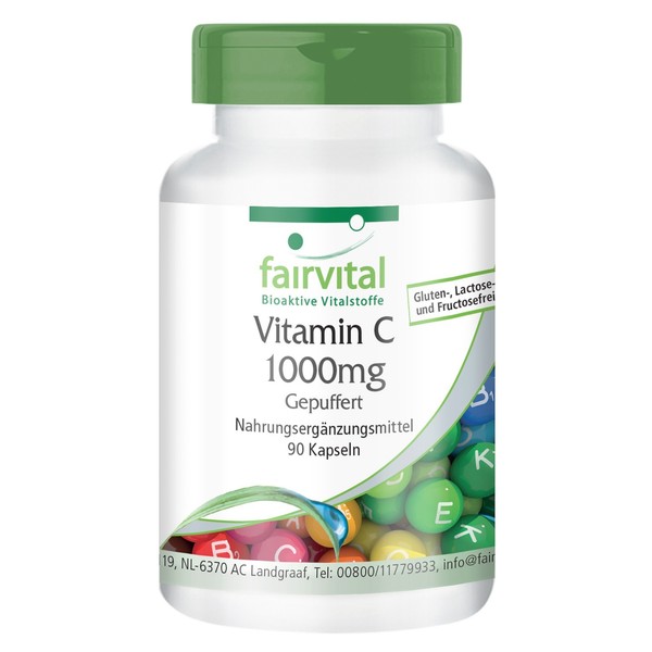 Vitamin C 1000 Mg Gepuffert - 90 Kapseln - Magenfreundlich - Vegan | Fairvital-image