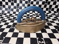 Vintage Antique Victorian Little Sad Iron Lace Iron Blue Handle