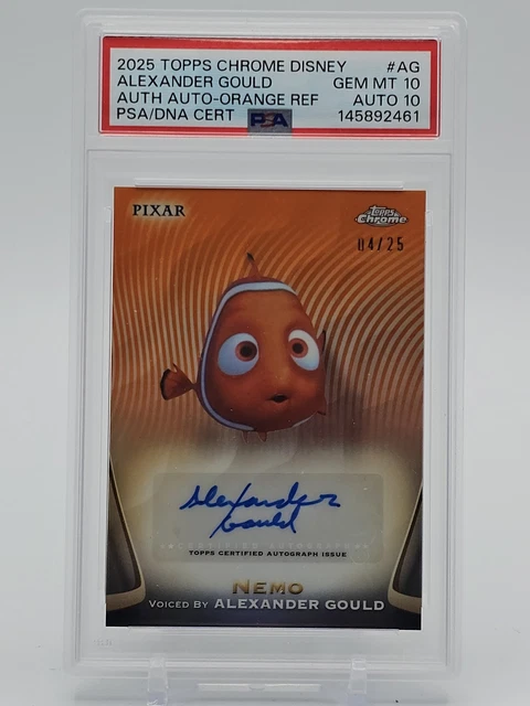 2025 Topps Chrome Disney Alexander Gould Nemo Auto Orange /25 AA-AG PSA 10 Q4856