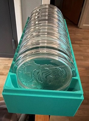 3DP Design Storage Box Holds 10x KOMSCO Mint 10oz Silver Coins In Capsules