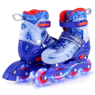 Kids Inline Skates for Boys Girls, 4-Size Adjustable Illuminating Roller Skates