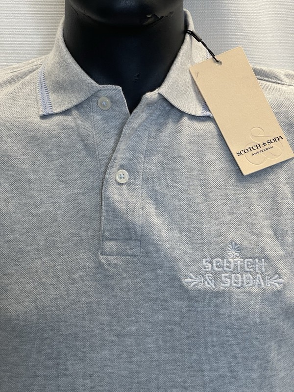Scotch & Soda Polo Shirt Mens Size Small Textured Knit Short Sleeve Gray NEW $88
