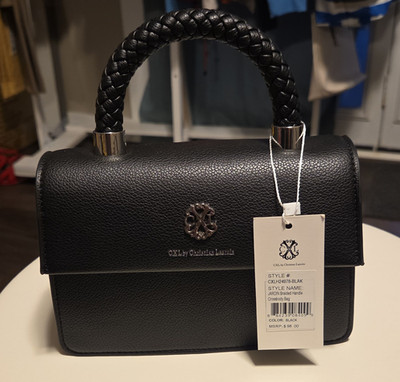 CXL by Christian Lacroix Black Small Crossbody Braided Top Handle Detach Strap