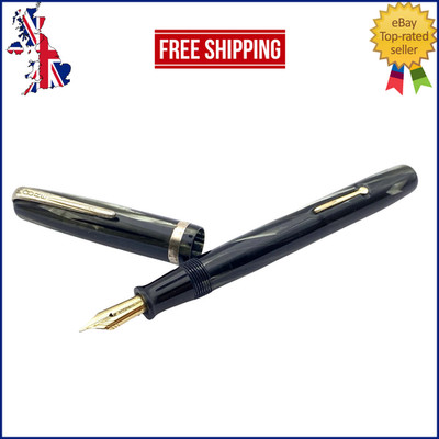 VINTAGE MOORE 90A FÜLLFEDERHALTER IN GRÜN UND SCHWARZ FEDERND 14K GOLD FEINE FEDER USA