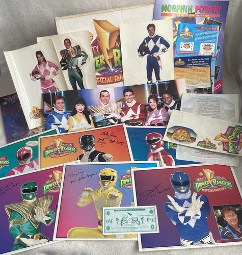 Vintage Power Rangers Official Fan Club Box Posters Stickers Iron Ons 1994
