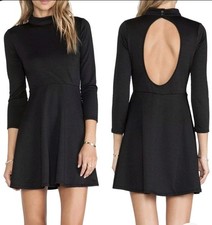 Free People Black Cutout Back Fit & Flare Mini Skater Dress Size Small New