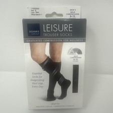 Sigvaris Men's Leisure Trouser Socks - 8-15 mmHg, Black, Size B, 9-11