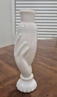 Vintage Avon Milk Glass Hand-Shaped Perfume Bottle, Bud Vase.  Empty
