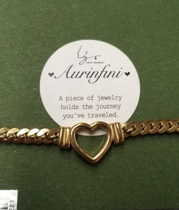 Authentic Aurinfini 14K Gold Plated Heart-Shaped Snake Bone Chain 16"+2"