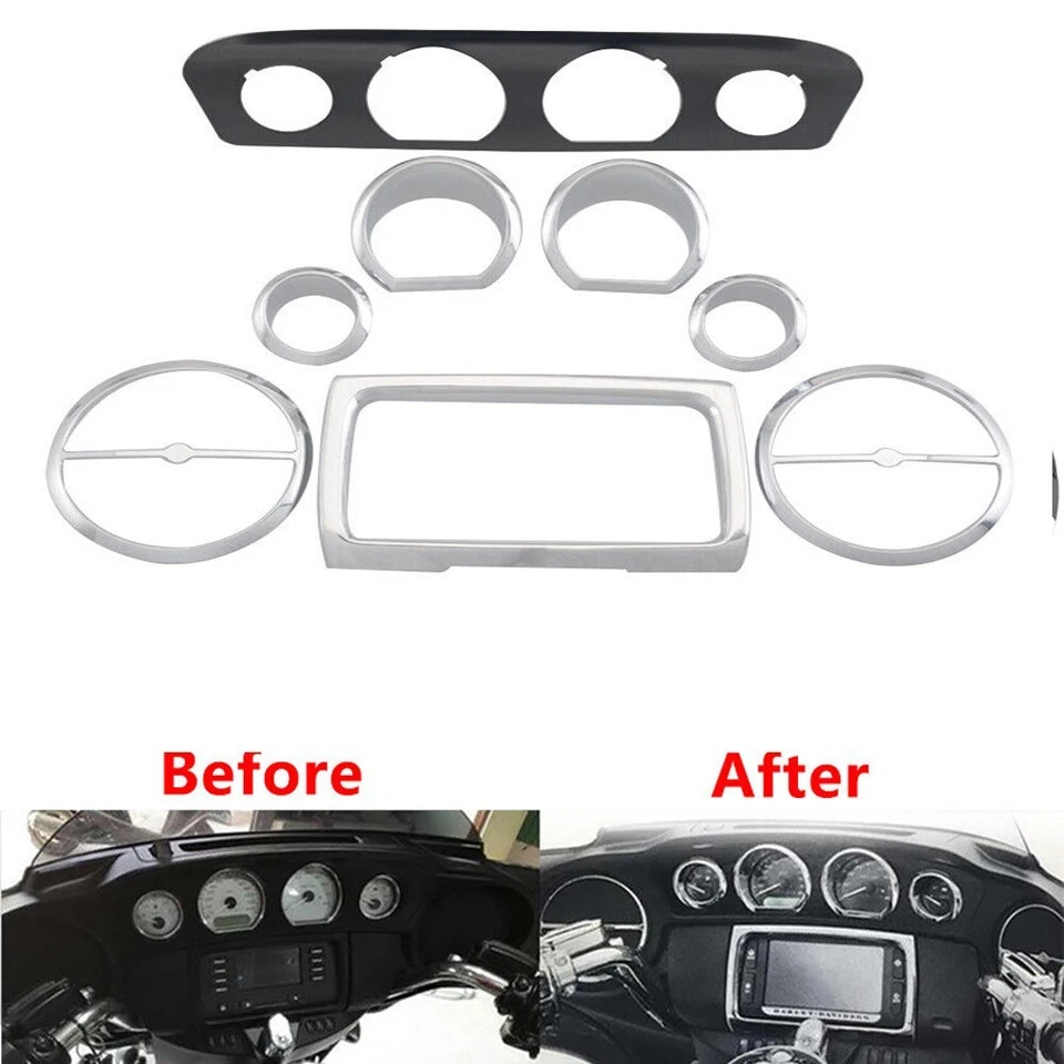 Chrome Inner Fairing Gauge Speaker Trim Kit For Harley Electra Glide 2014-2023 Foto 2 de 4