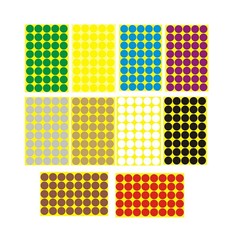 10 Sheets Round Stickers Circular Circle Labels Colored for Labeling