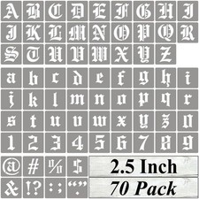 2.5 Inch Alphabet Letter Stencils for Painting - 70 Pack Old English Letter S...