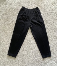 Vintage 90s Cotton Pants Pleated Front Trousers 28 inch waist Size L Black Pants