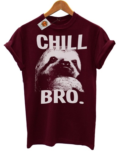 Buzz Shirts T-shirt Uomo/donna 'Chill Bro' Con Bradipo - Cotone Organico 100%, Vestibilità Comica, Vari Tagli