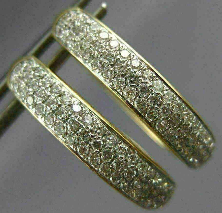 FILA ESTATE LARGE 1.0CT DIAMOND 14KT 2 TONE G 3D CLASSIC 3 ROW OVAL HOOP EARRINGS