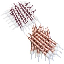 Birthday Cake Candles with Holders - Pack of 12 - Cake Topper Decorations