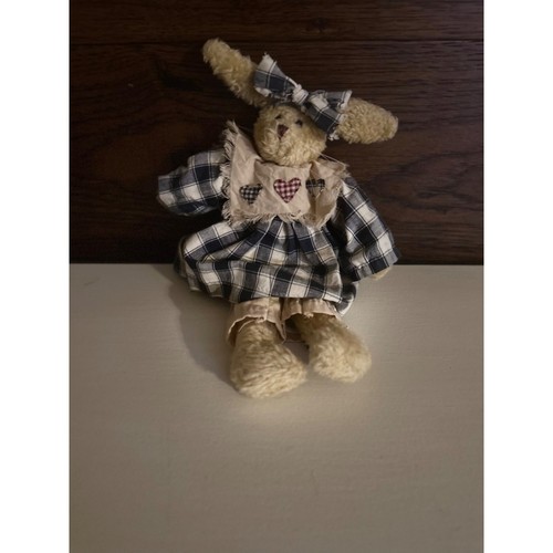 Boyd Bears Brown Bunny Rabbit Blue Tan Plaid flannel Pinafore