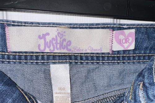 Justice ❤️ Believe in Yourself Dark Straight Leg Jeans Girls 10R - Picture 8 of 8