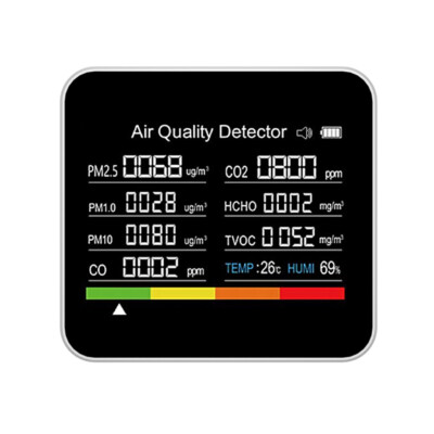 9in1 Air Quality Monitor CO CO2 Meter TVOC HCHO PM Detector 4 Levels Smart Alarm