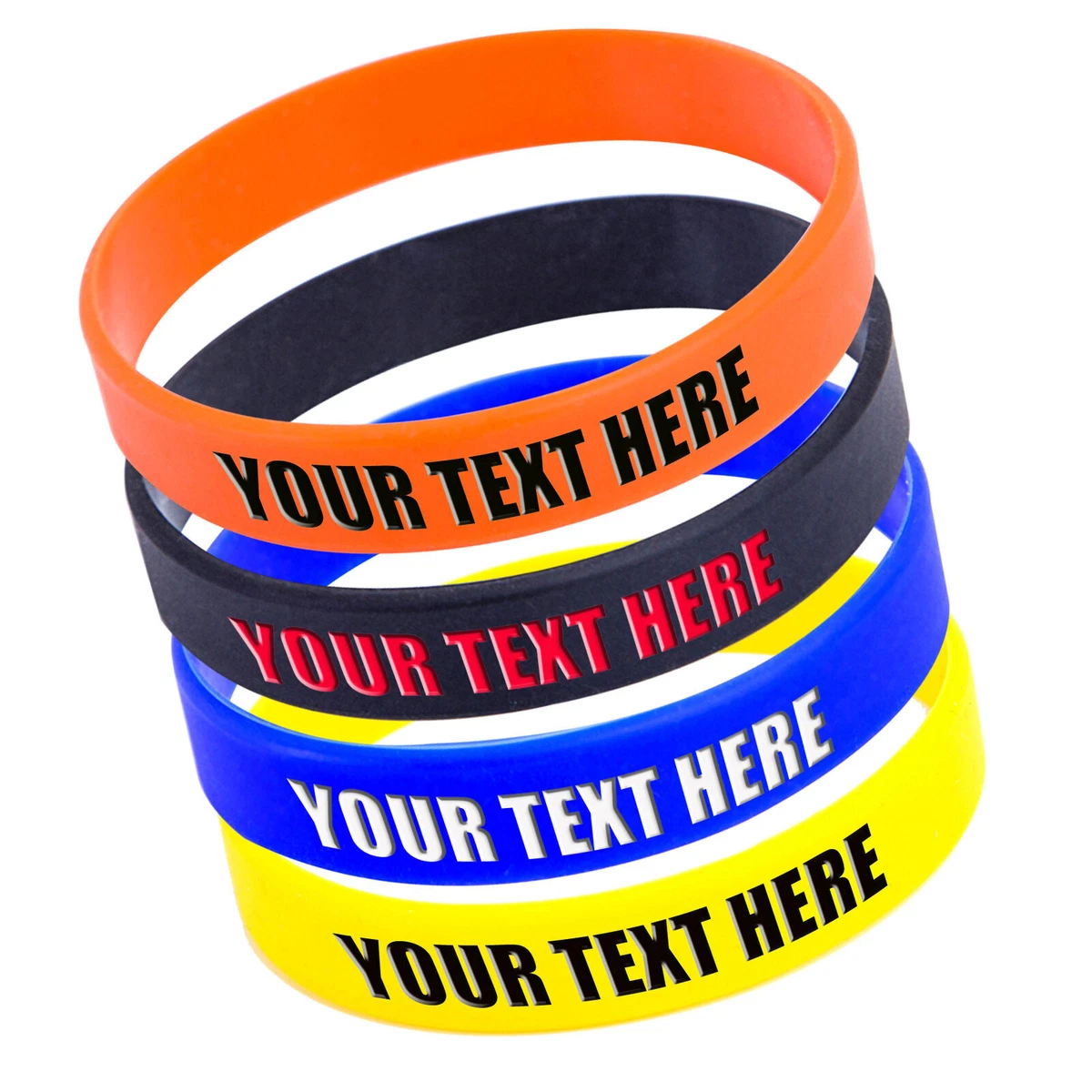 Buy Custom Silicone Wristbands Bulk 1/5/25/50/100 ct Personalized Rubber  Bracelet Customizable Silicone Bracelets for Events Support Fundraisers  Awareness,Kids Men Women Online at desertcartINDIA