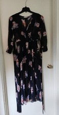 Indigo Rose Womens Blue Floral Print Faux Wrap Long Sleeves Petite Sm Dress