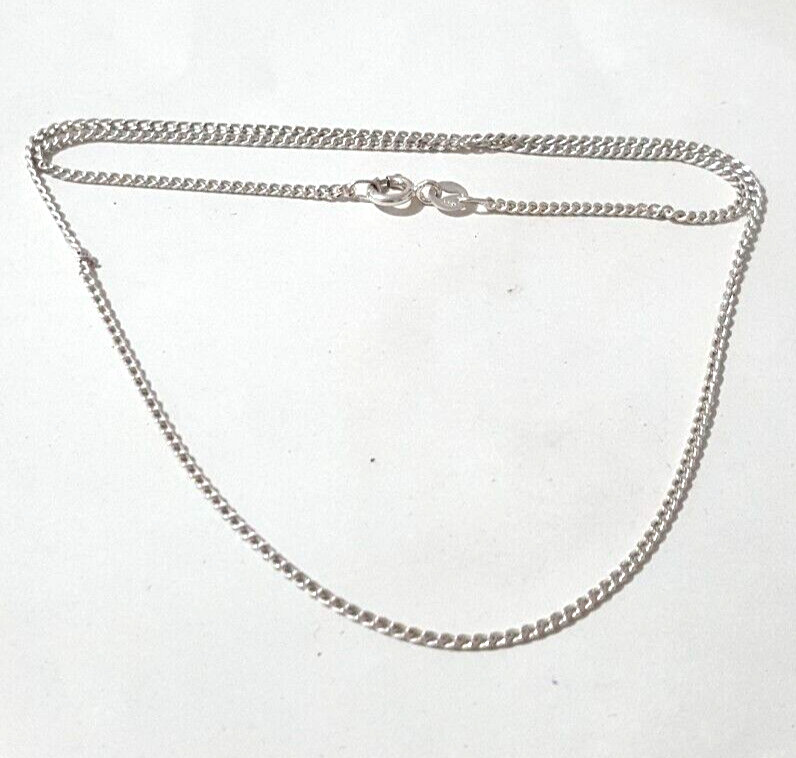 Gorgeous Sparkling Curb Chain Necklace 46CM Long 925 Silver 3.50 g #20869