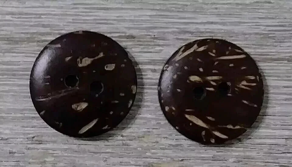 elk deer natural coconut buttons sewing 2 holes 5/8 inch 2pc set - Image 2 of 2