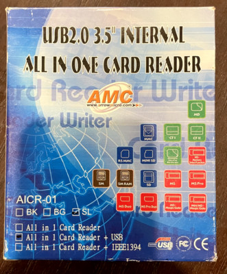 AMC AICR-01 USB 2.0 3.5'' All In One Internal Card Reader NEW UNUSED