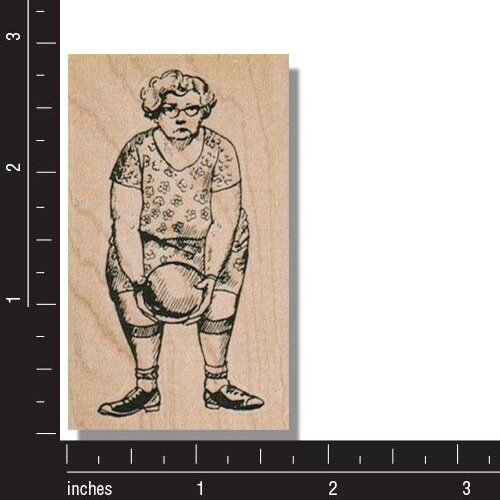 Rubber Stamp, Bowling Lady With Ball, Fun,People, Funny,Humor,Bowl,Woman,Glasses