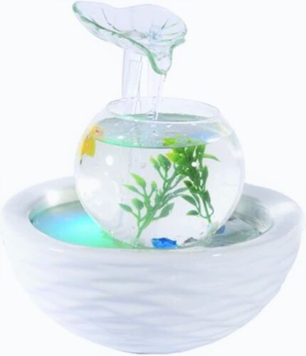 WeiVa Fischglas Keramik - Glas Zimmerbrunnen mit LED Beleuchtung 220F NEU - Bild 1 von 5