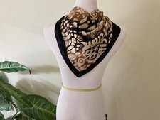 Vintage Oscar de la Renta 100 Silk Scarf Browns and Golds approx 33  x 34  