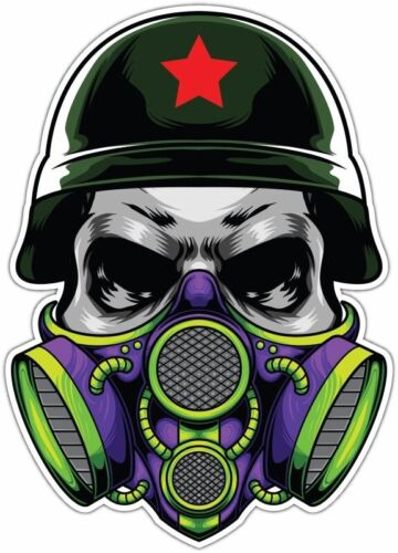 Gas Mask Skull Biohazard Poison Toxic Soldier Car Bumper Window Sticker Decal - Picture 1 of 1