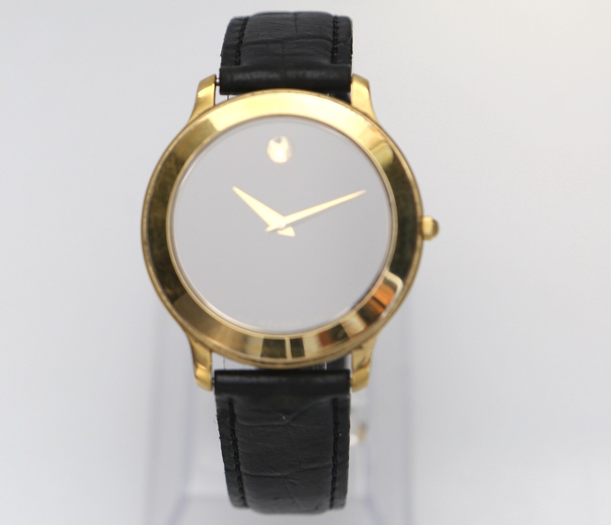 Movado Museum 35mm 87.E4.0844 Museum Black Dial Gold Plated 