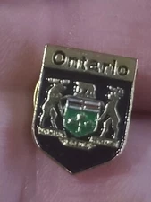 Ontario Deer Elk White Trillium Shield Logo Lapel Pin