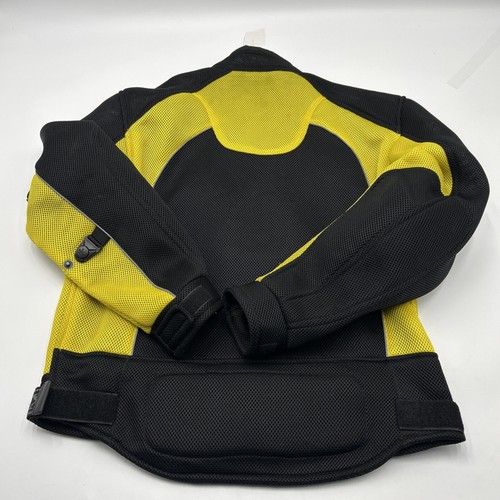 XElement Motorcycle Jacket Padded Mesh Moto Racing Mens LARGE Black Yellow - Picture 7 of 8