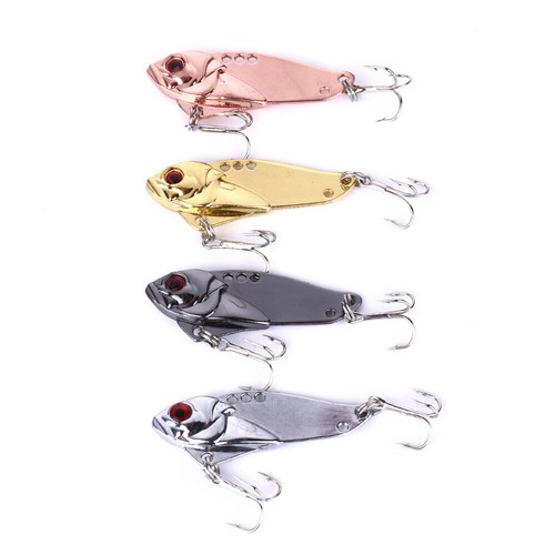 4 pz 5 cm/10,8 g occhi 3D pesca esca metallo esche a manovella basso attacco lama VIB - Foto 2 di 8