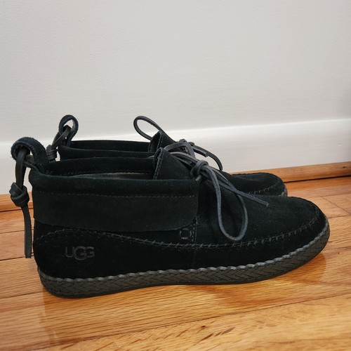 UGG Womens Size 7.5 Woodlyn Moc Moccasin Black Suede Booties Lace Up Chukka - Picture 13 of 17